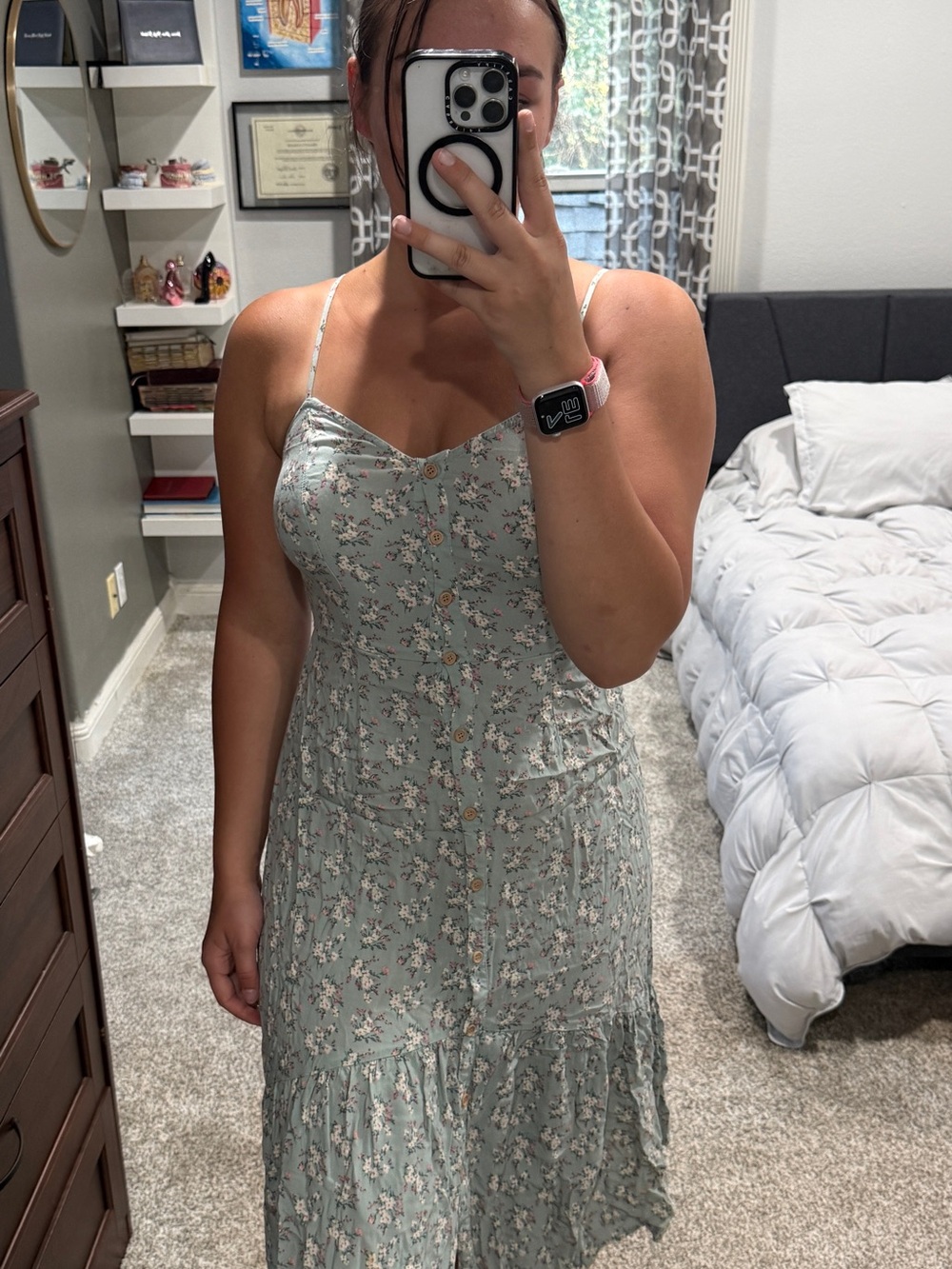Mimi Chica Sage Green Floral Midi Dress